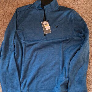NEW Callaway Mens Fleece Quarter Zip Golf Base Layer Blue Sapphire - Medium